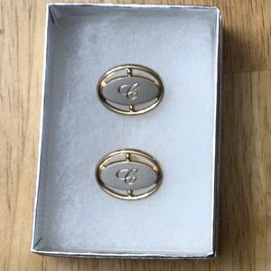 Hickok gold/brushed silver “C” cuff links